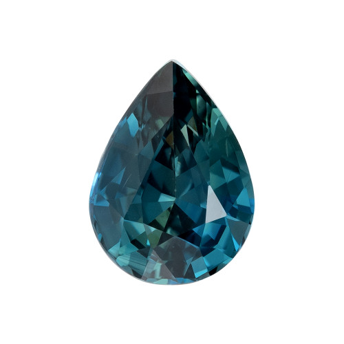 1.59 Carat Vivid Blue Green Sapphire Loose Gemstone, Pear Shape 8.1 x 6 mm Size