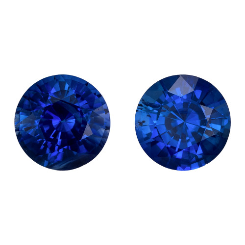 0.87 Carat Matching Vivid Blue Sapphire Loose Gems, Round Shape