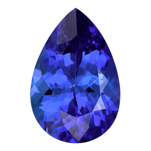 3.36 Carat Vivid Blue Purple Tanzanite Loose Gemstone, Pear Shape 12.1 x 8.1 mm Size