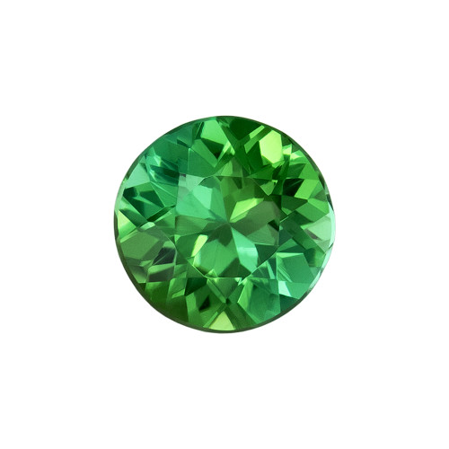 0.71 Carat Vivid Green Tourmaline Loose Gemstone, Round Shape 5.9 x 5.9 mm Size