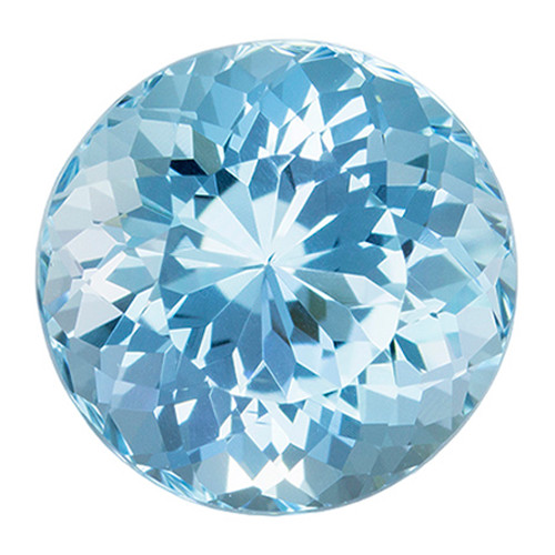 Rare Size Round 5.86 Carat RIch Blue Aquamarine Stone, 11.4 mm