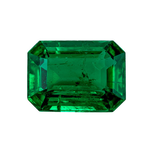 1.45 Carat Vivid Green Emerald Loose Gemstone, Octagon Shape, 8.22 x 6.06 x 3.89 mm Size
