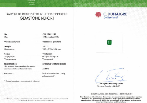 3.27 Carat Vivid Green Emerald Loose Gemstone, Octagon Shape, 9.7 x 7.9 mm Size