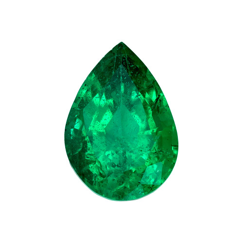 0.93 Carat Vivid Green Emerald Loose Gemstone, Pear Shape 8 x 5.7 mm Size