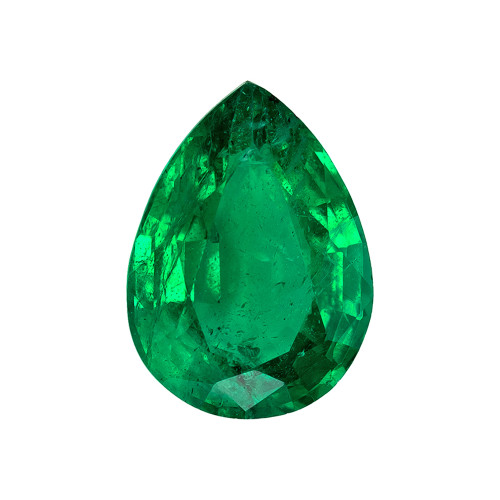0.97 Carat Vivid Green Emerald Loose Gemstone, Pear Shape 8.1 x 5.9 mm Size