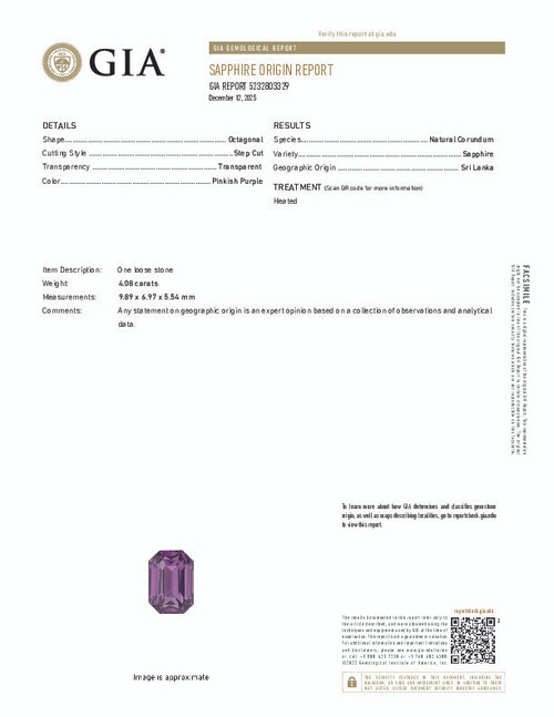 4.08 Purple Sapphire Emerald 9.89 x 6.97 x 5.54 mm