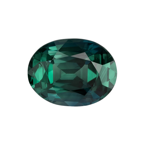 1.70 Carat Vivid Blue Green Sapphire Loose Gemstone, Oval Shape 7.7 x 5.9 mm Size