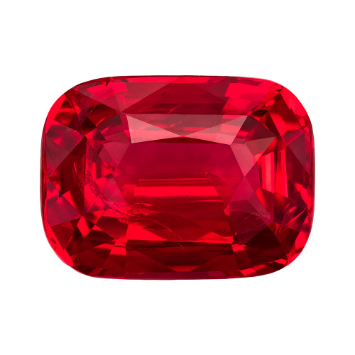 3.07 Carat Neon Red Spinel, Mahenge Origin, Cushion Cut, 9.86 x 7.31 x 4.61 mm, GIA Report