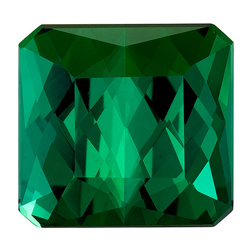 7.96 Carat Vivid Green Tourmaline Loose Gemstone, Emerald Cut Shape 11.3 x 10.7 mm Size