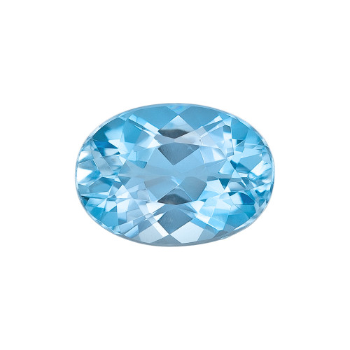 0.67 Carat Vivid Blue Aquamarine Loose Gemstone, Oval Shape 6.9 x 4.9 mm Size