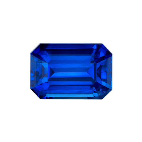 1.2 Carat Vivid Blue Sapphire Loose Gemstone, Emerald Cut Shape 6.8 x 4.6 mm Size