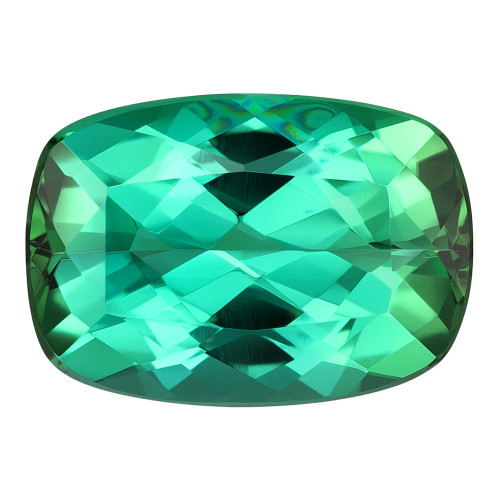5.57 Carat Vivid Blue Green Tourmaline Loose Gemstone, Cushion Shape 13.3 x 9.3 mm Size