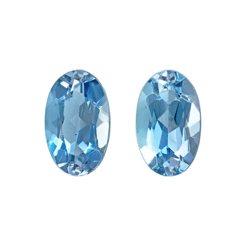 Matching Aquamarine Gemstone Pair - Oval Cut - Pure Sky Blue - 0.47 carats - 5 x 3mm