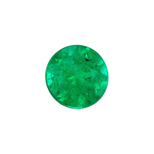 Sharp 0.34 Carat Rich Green Emerald Gem in Round Shape, 4.8 mm