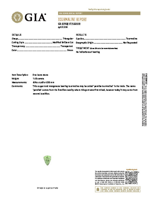 1.43 Paraiba Tourmaline Trillion 8.96 x 6.65 x 4.53 mm