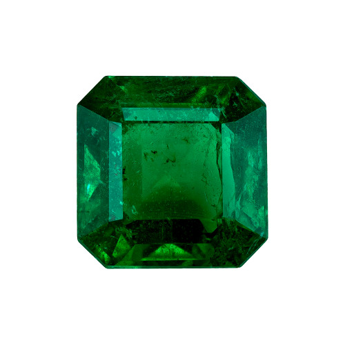 2.33 Carat Vivid Green Emerald Loose Gemstone, Asscher Shape, 7.6 x 7.6 mm Size
