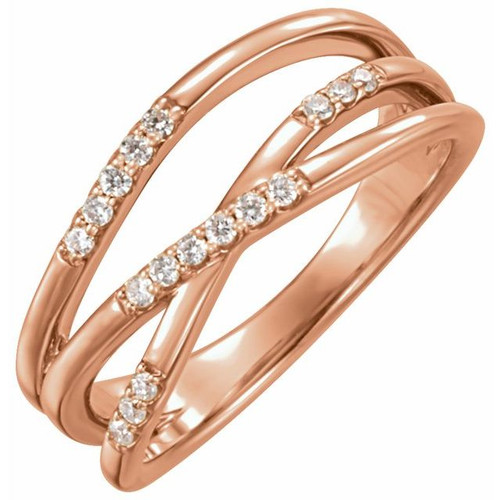 14 Karat Rose Gold 0.17 Carat Diamond Ring
