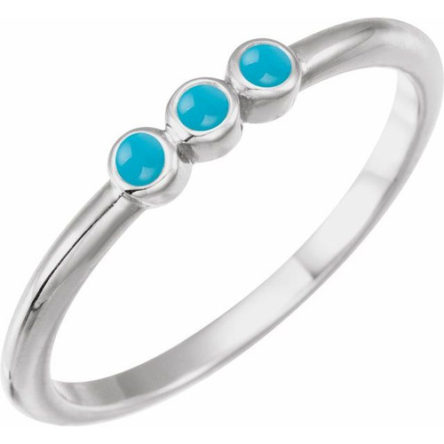 Sterling Silver Natural Turquoise Stackable Ring