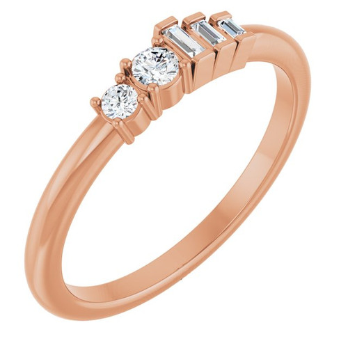 14K Rose 1/8 CTW Natural Diamond Stackable Ring