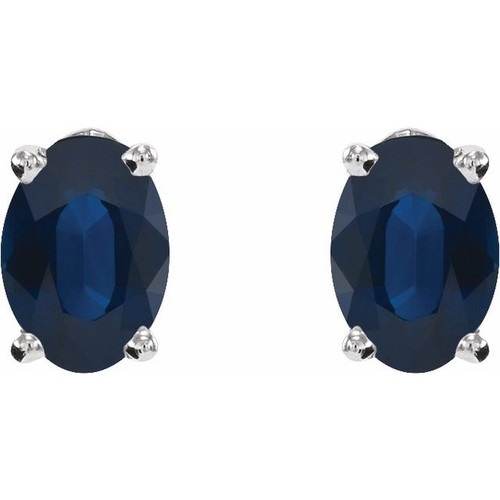 Platinum Lab-Grown Blue Sapphire Earrings