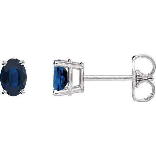 Sterling Silver Lab-Grown Blue Sapphire Earrings