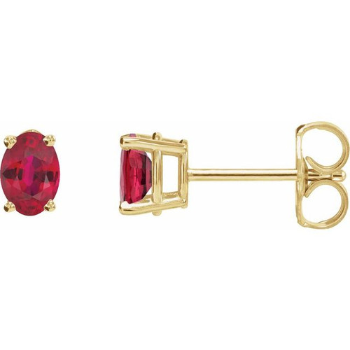 14K Yellow Lab-Grown Ruby Earrings