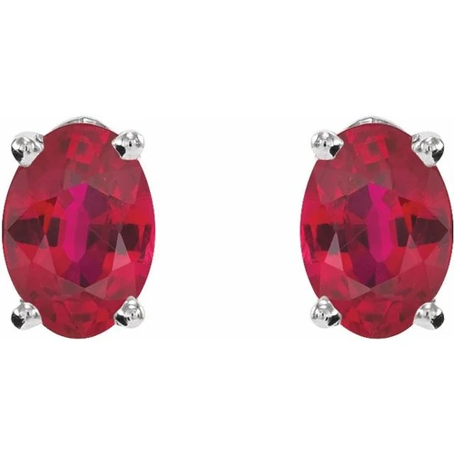 Platinum Lab Grown Ruby Earrings |$1250