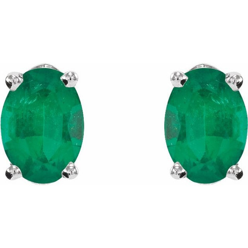 Platinum Lab-Grown Emerald Earrings