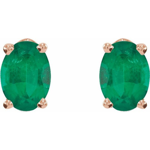 14K Rose Lab-Grown Emerald Earrings