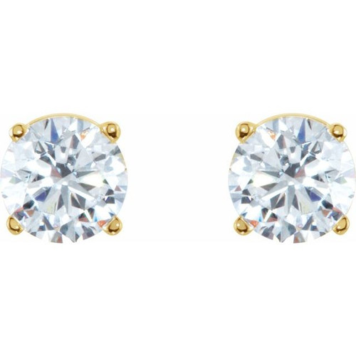 14 Karat Yellow Gold 2 Carat Weight Diamond Earrings
