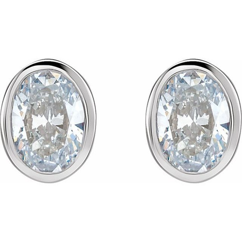 14K White 1/5 CTW Lab-Grown Diamond Bezel-Set Earrings