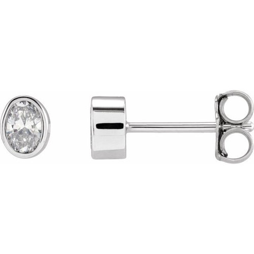 14K White 1/3 CTW Lab-Grown Diamond Bezel-Set Earrings