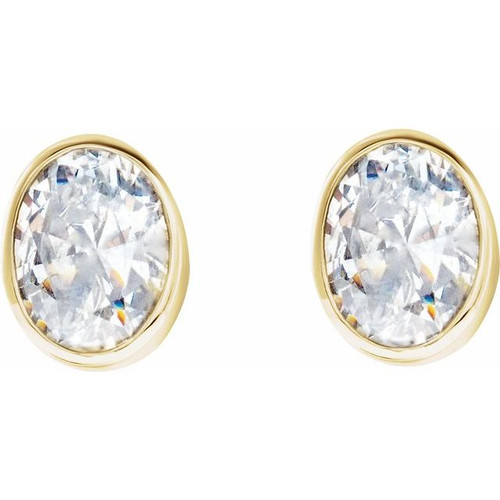 14K Yellow 1/3 CTW Lab-Grown Diamond Bezel-Set Earrings