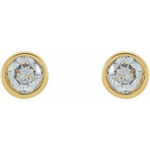 14K Yellow 1/8 CTW Lab-Grown Diamond Micro Bezel-Set Earrings