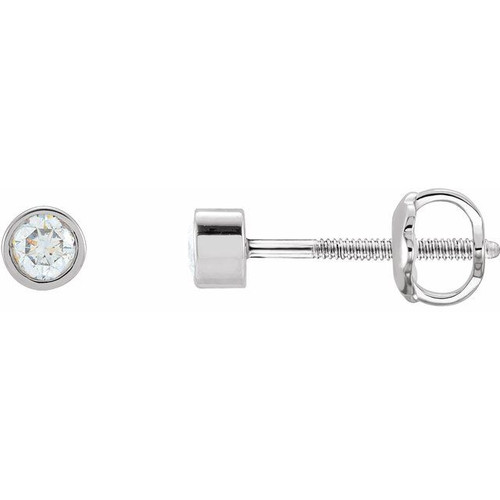 14K White 1/8 CTW Lab-Grown Diamond Micro Bezel-Set Earrings