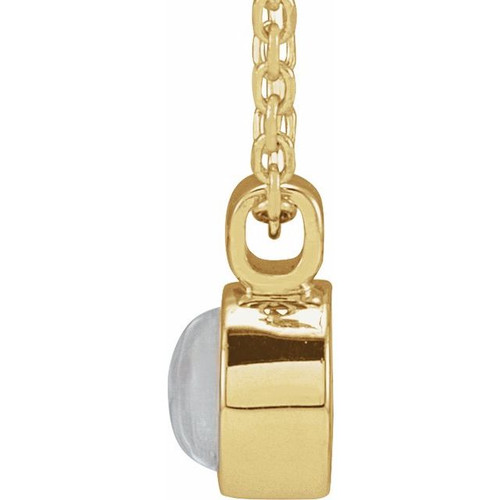 14K Yellow Natural Rainbow Moonstone Bezel-Set 16-18" Necklace