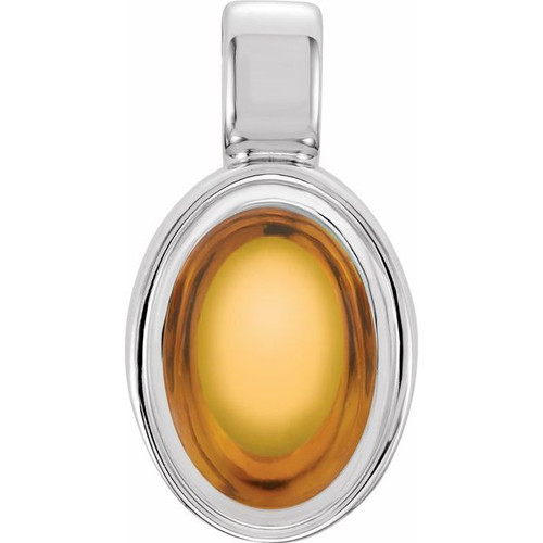 14K White Natural Citrine Pendant