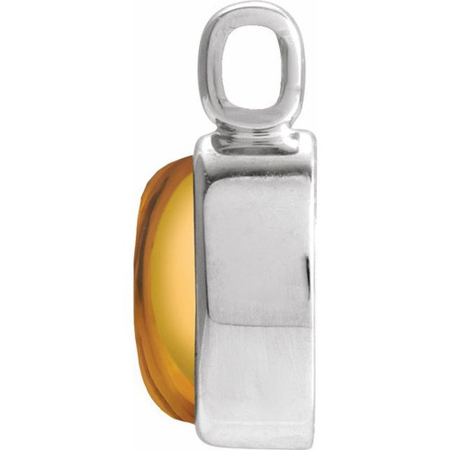 14K White Natural Citrine Pendant