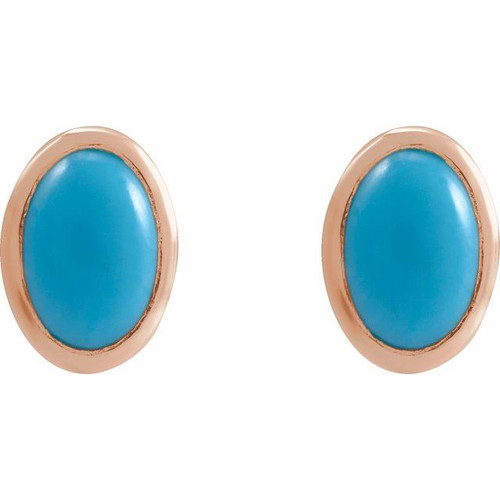 14K Rose Natural Turquoise Earrings
