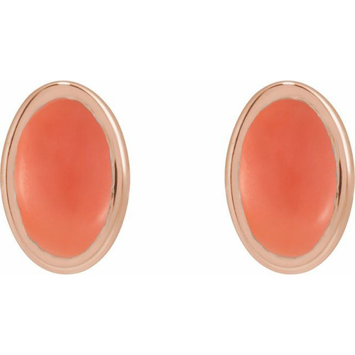 14K Rose Natural Pink Coral Earrings