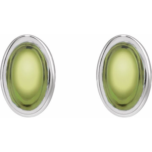 14K White Natural Peridot Earrings