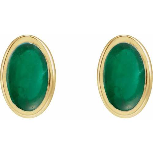 14K Yellow Lab-Grown Emerald Earrings