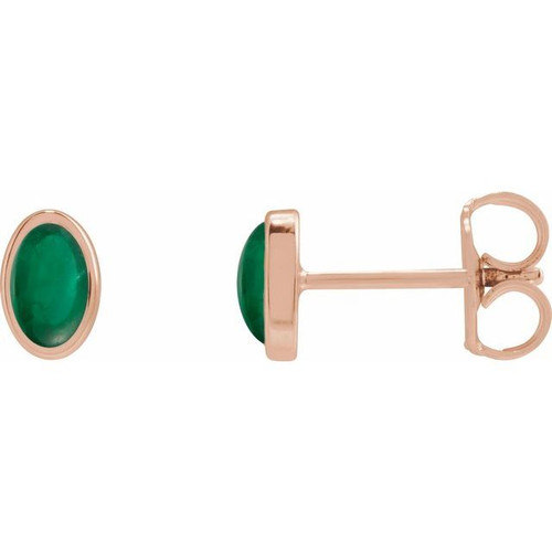 14K Rose Lab-Grown Emerald Earrings