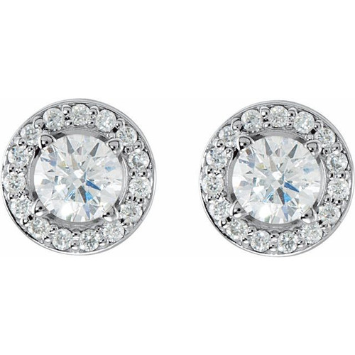 14K White 1/2 CTW Lab-Grown Diamond Halo-Style Earrings