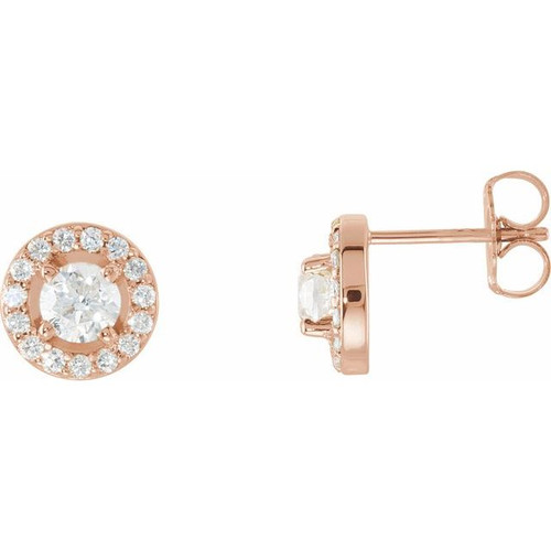 14K Rose 1/2 CTW Lab-Grown Diamond Halo-Style Earrings