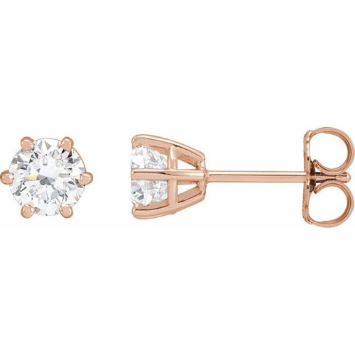 14K Rose 1 CTW Natural Diamond Stud Earrings