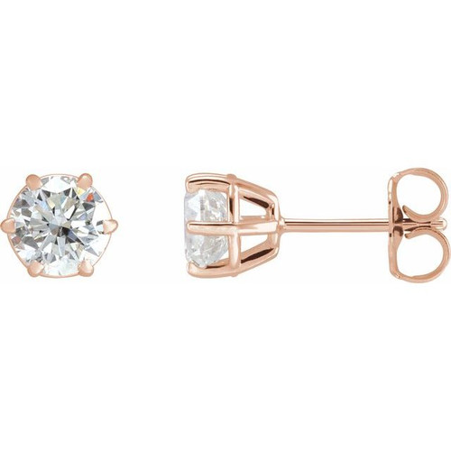 14K Rose 1 1/2 CTW Natural Diamond Stud Earrings