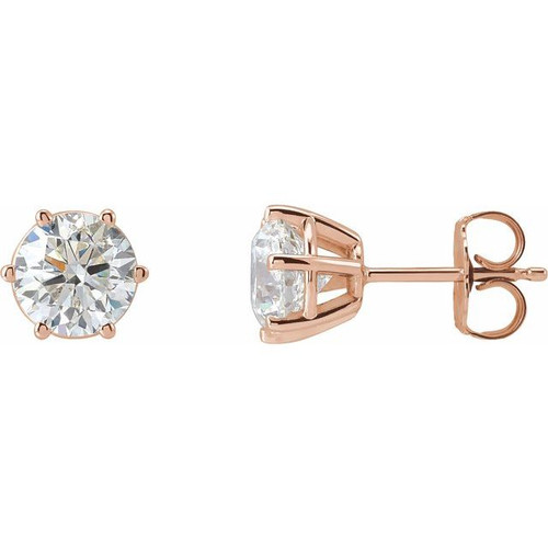 14K Rose 2 CTW Natural Diamond Stud Earrings