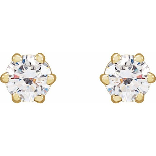 Round 6-Prong Stud Earrings