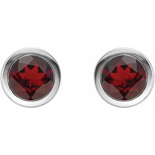 Platinum Natural Mozambique Garnet Bezel-Set Earrings